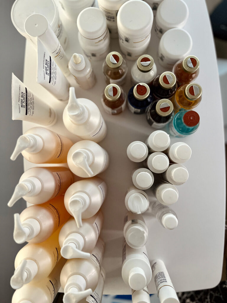 An image of facial products at Bloom Health.